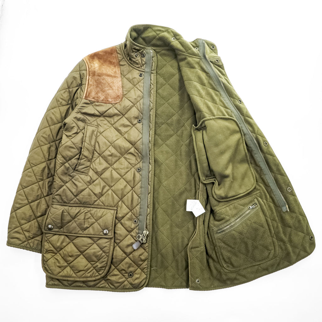 Polo Ralph Lauren 90年代 ヴィンテージ キルティングジャケット L レザーショルダーパッチ チンストラップ