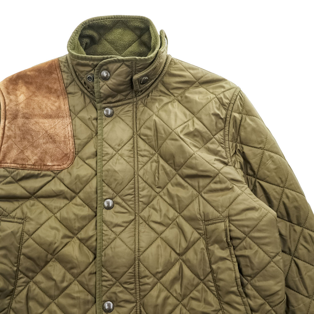 Polo Ralph Lauren 90年代 ヴィンテージ キルティングジャケット L レザーショルダーパッチ チンストラップ