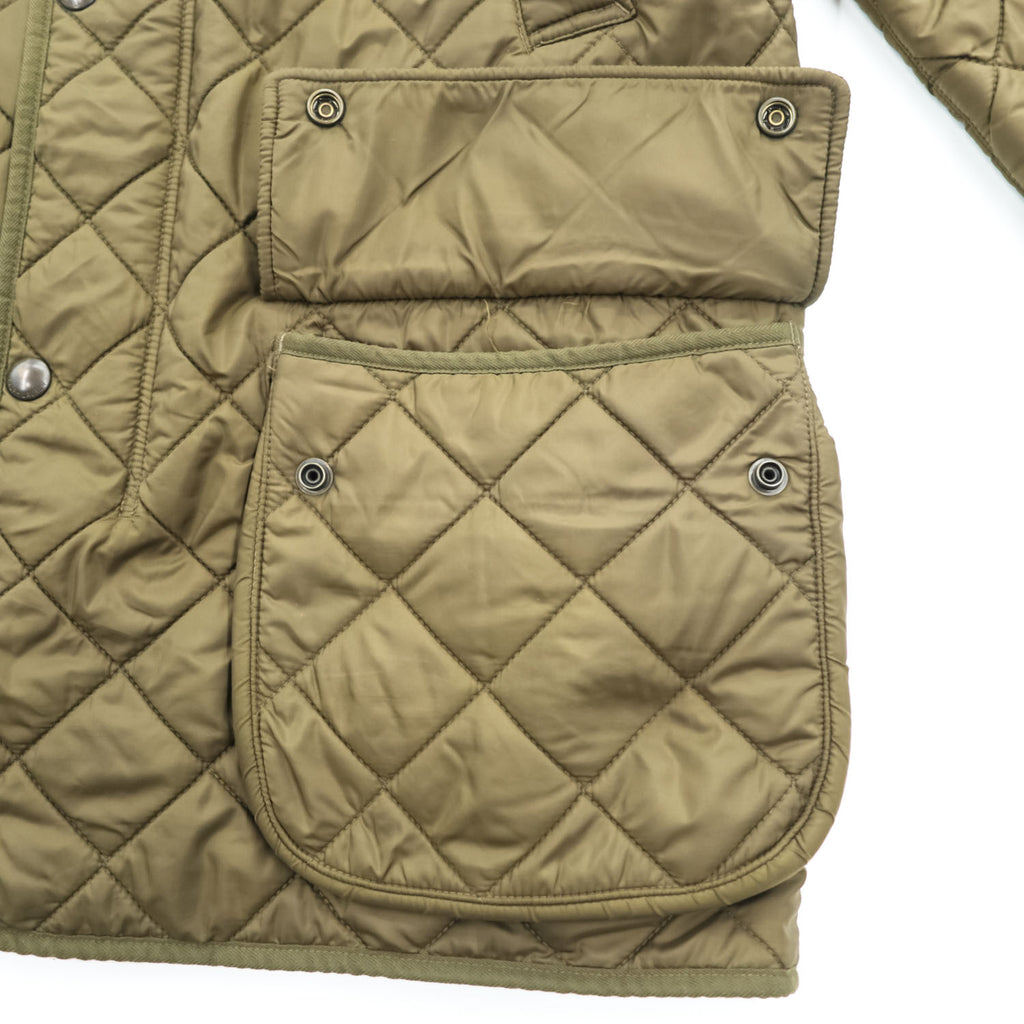 Polo Ralph Lauren 90年代 ヴィンテージ キルティングジャケット L レザーショルダーパッチ チンストラップ