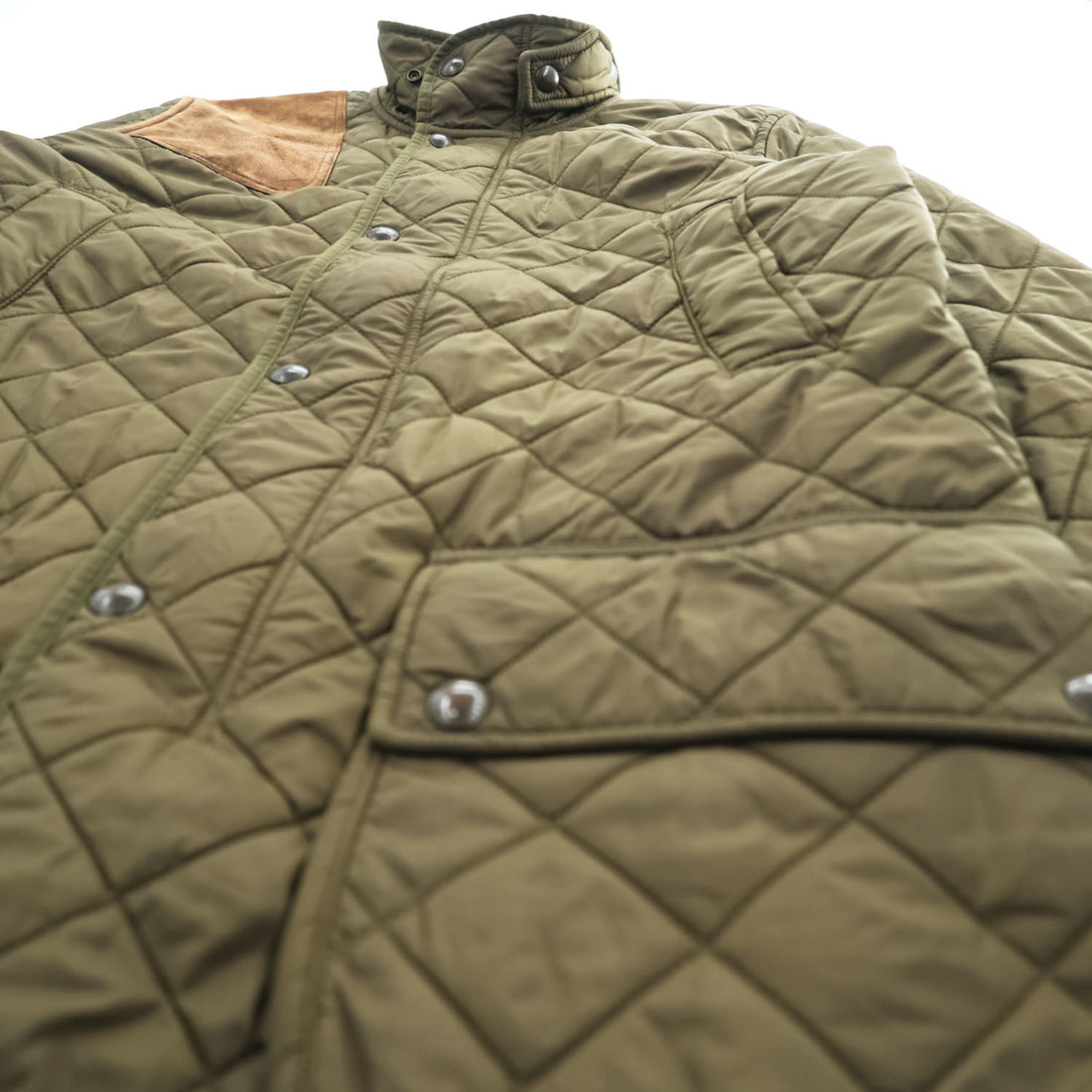 Polo Ralph Lauren 90年代 ヴィンテージ キルティングジャケット L レザーショルダーパッチ チンストラップ
