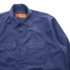 RED KAP 長袖 ワークシャツ L ネイビー ボックスシルエット ダブル フラップ 胸ポケット ST52NV5