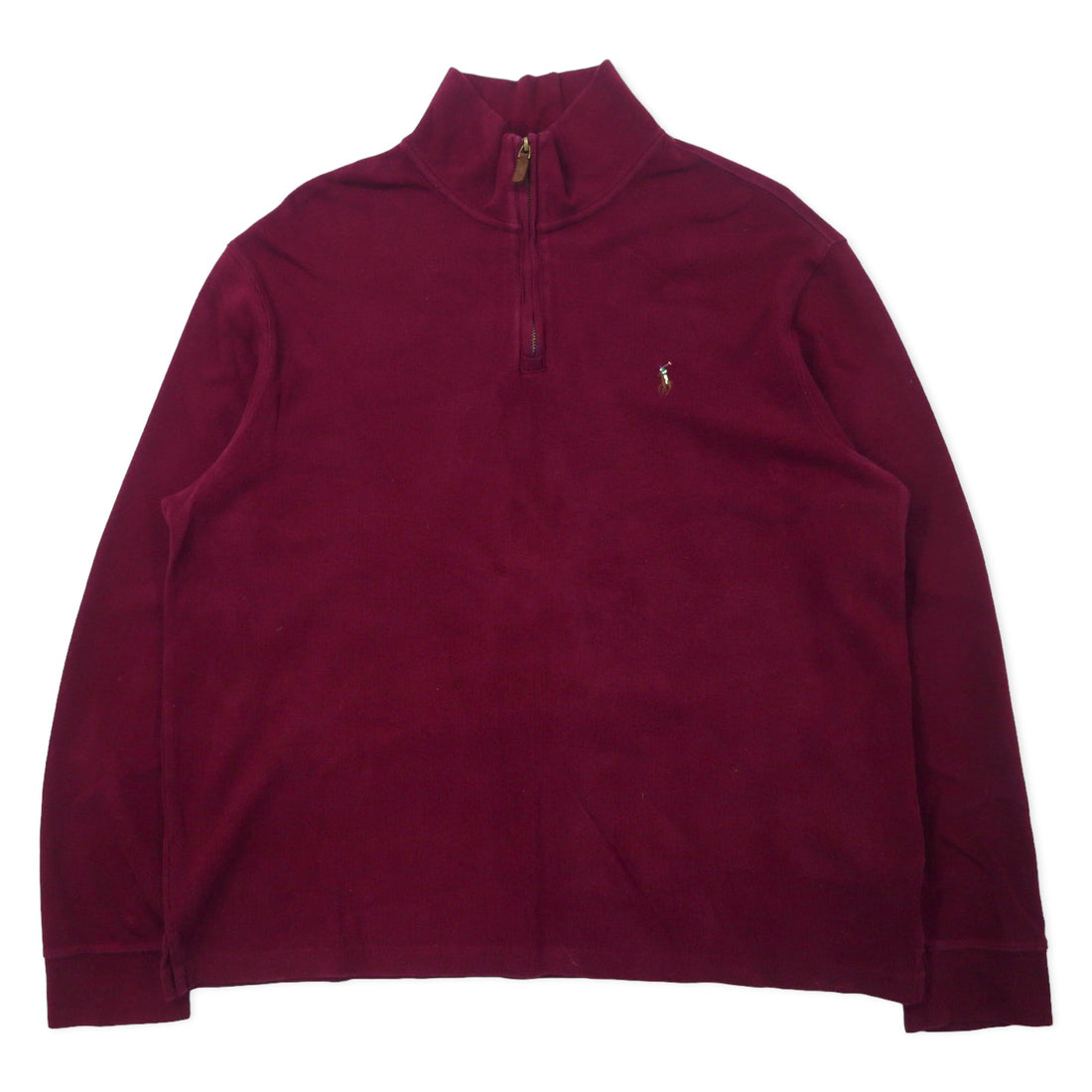 日本然リトテ-古着オンライン-POLO RALPH LAUREN ハーフジップ スウェット L パープル コットン ESTATE RIB スモールポニー刺繍 ビッグサイズ-POLO RALPH LAUREN Half Zip Sweatshirt L Purple Cotton ESTATE RIB Small Pony Embroidery Big Size
