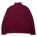 日本然リトテ-古着オンライン-POLO RALPH LAUREN ハーフジップ スウェット L パープル コットン ESTATE RIB スモールポニー刺繍 ビッグサイズ-POLO RALPH LAUREN Half Zip Sweatshirt L Purple Cotton ESTATE RIB Small Pony Embroidery Big Size
