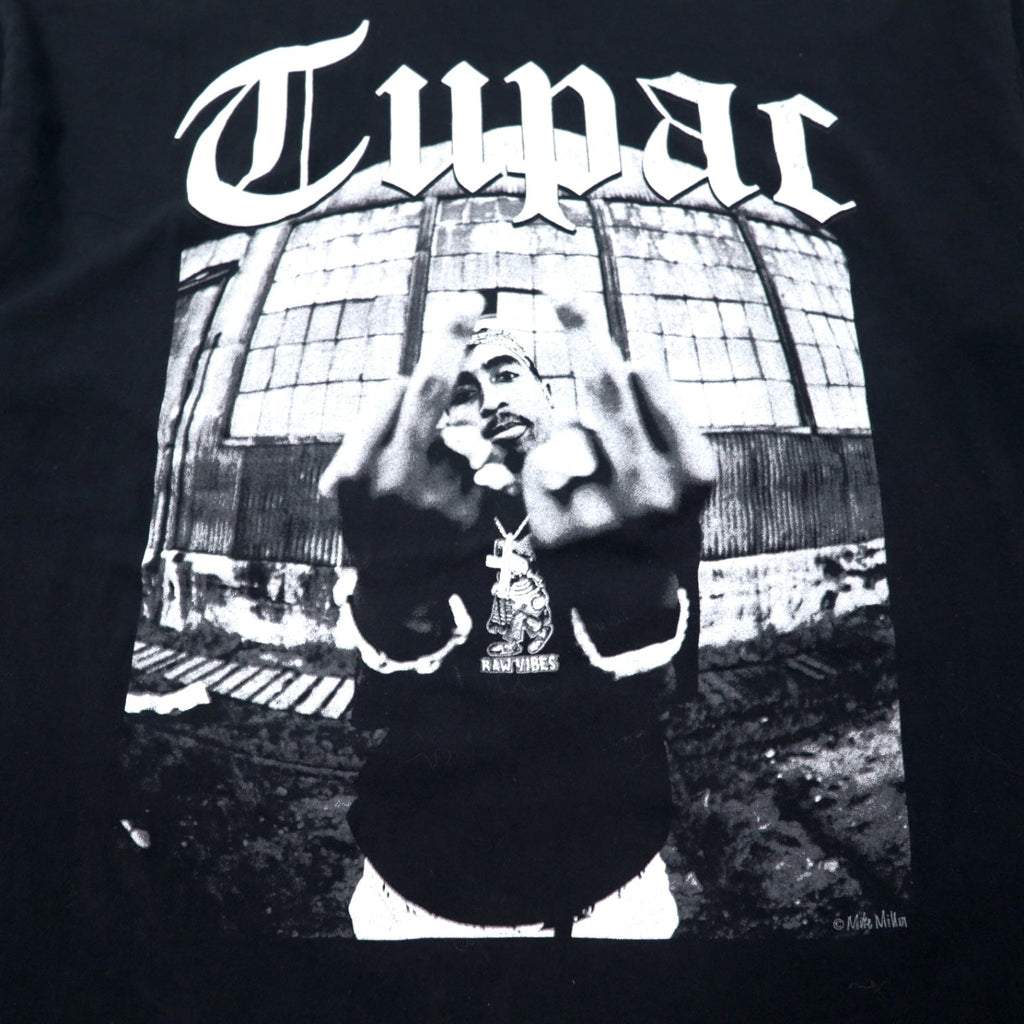 2PAC ヒップホップ ラップ Tシャツ XXL ブラック フォトプリント コットン ビッグサイズ - 日本然リトテ