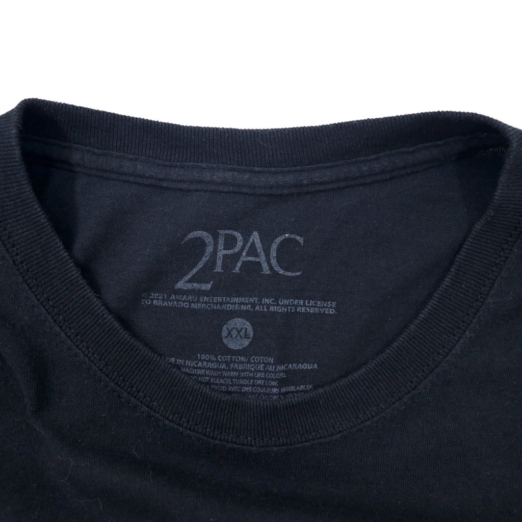 2PAC ヒップホップ ラップ Tシャツ XXL ブラック フォトプリント コットン ビッグサイズ - 日本然リトテ