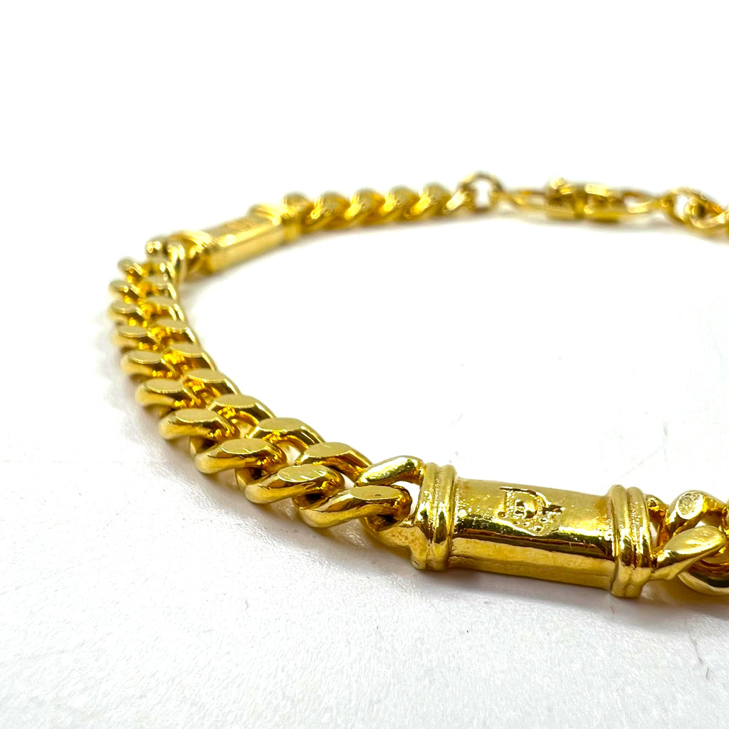 Christian Dior Made in Germany Curb Chain Bracelet Gold GERMANY Stamp
