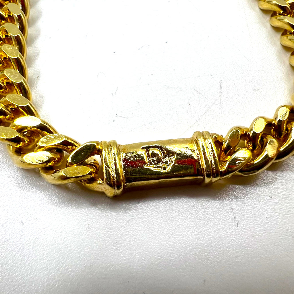 Christian Dior Made in Germany Curb Chain Bracelet Gold GERMANY Stamp