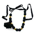 MARNI Ribbon Flower Necklace Choker Black Gold