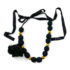 MARNI Ribbon Flower Necklace Choker Black Gold