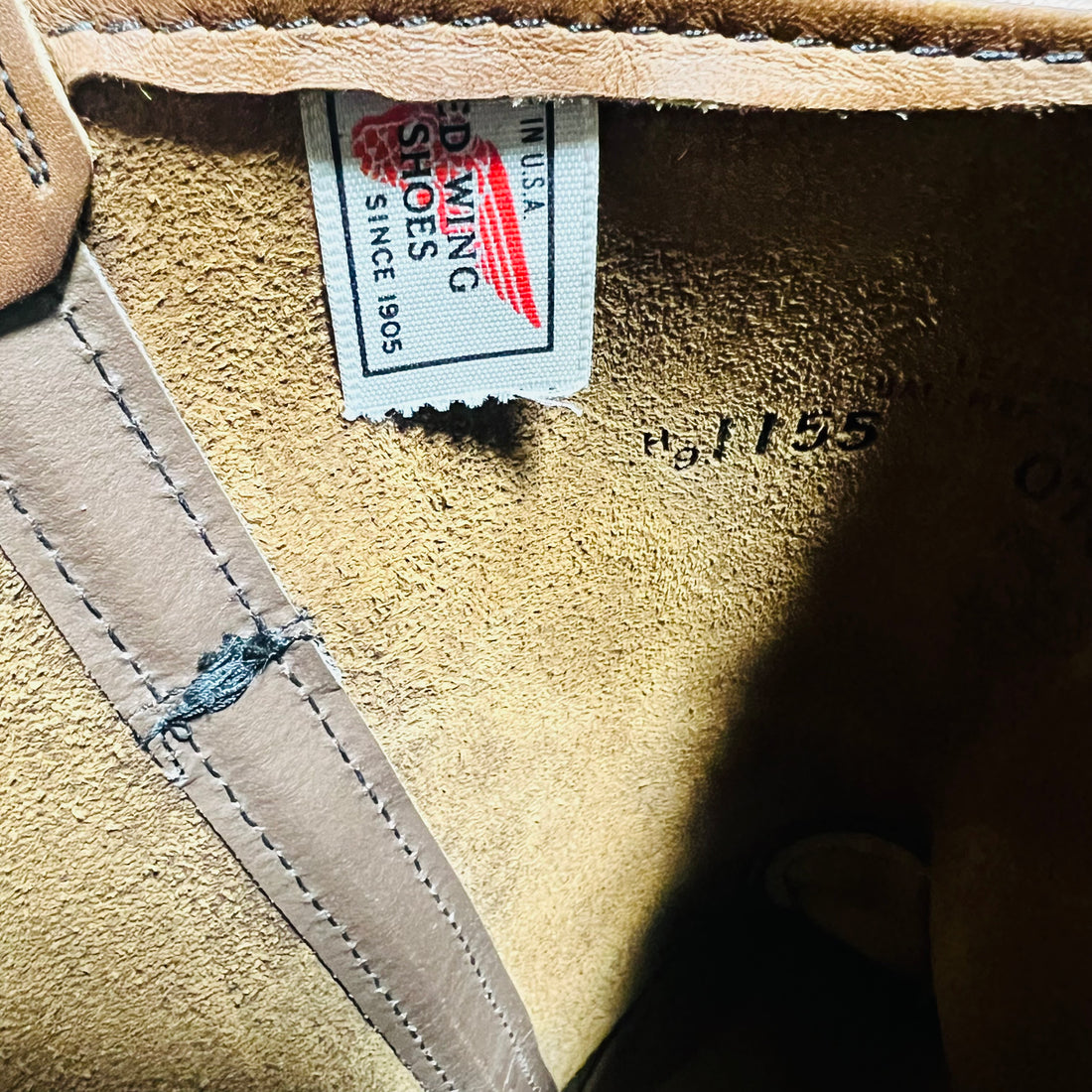 REDWING 89's USA Made 80s 11inch PECOS Boots, Size 26.5cm, Brown Leather, 1155 Print Wing Tag, Vertical Wing.