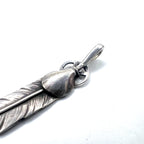 goro's Heart Wheel Feather Pendant Top Silver Medium