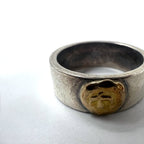 goro's flat ring, size 19, silver, gold, eagle, gold metal