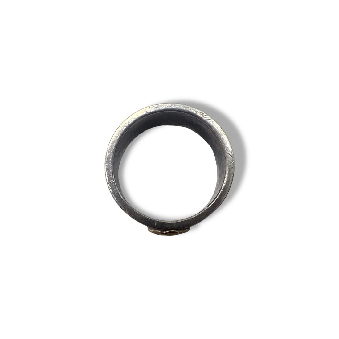 goro's flat ring, size 19, silver, gold, eagle, gold metal