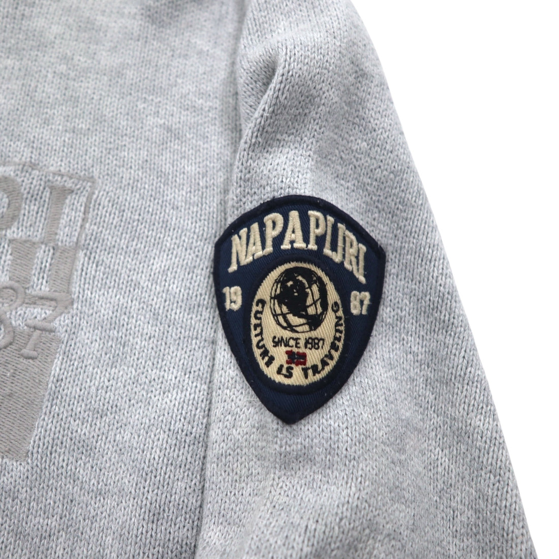 NAPAPIJRI Cotton Knit Sweater M Grey Patch S13-DELEVEN S1358E