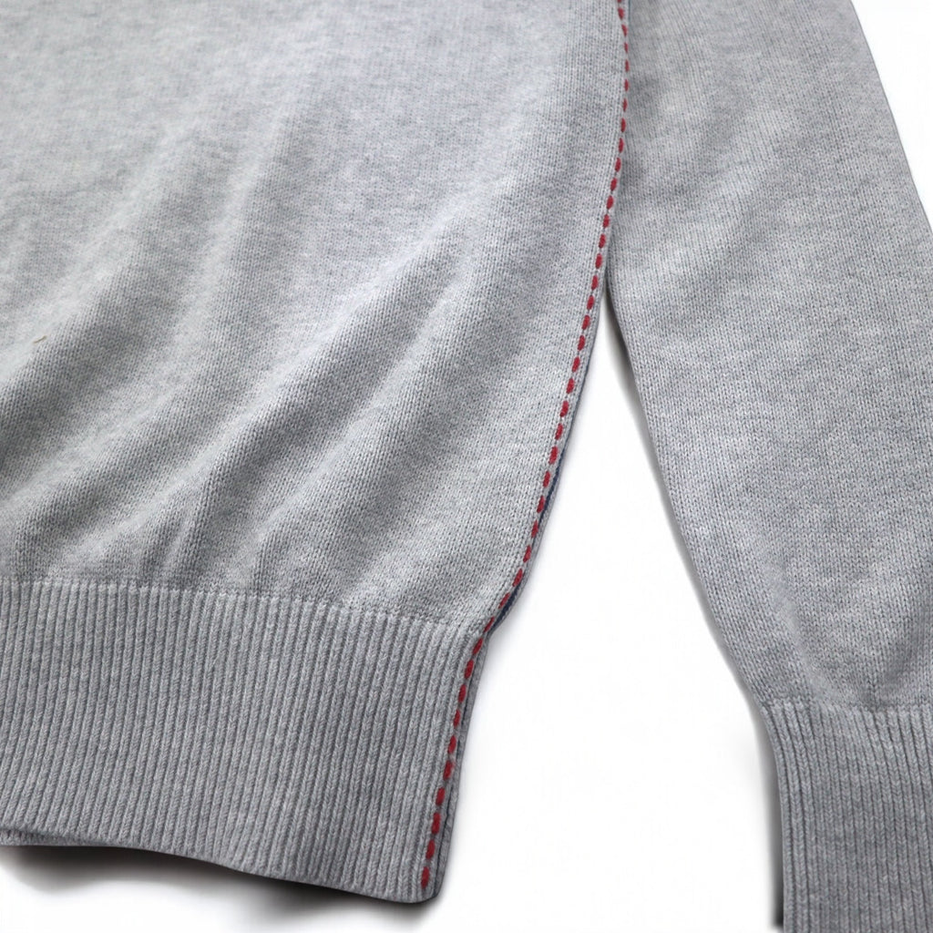 NAPAPIJRI Cotton Knit Sweater M Grey Patch S13-DELEVEN S1358E