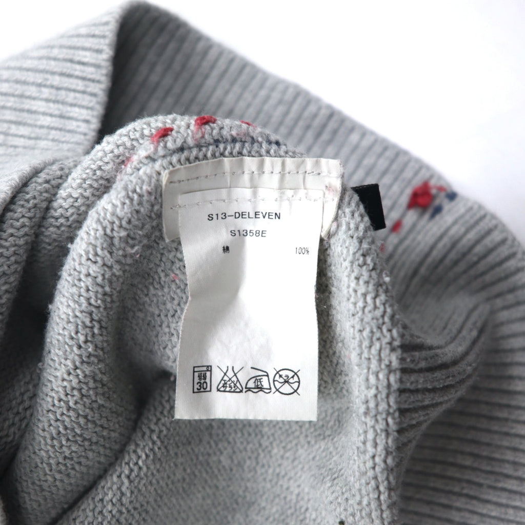NAPAPIJRI Cotton Knit Sweater M Grey Patch S13-DELEVEN S1358E