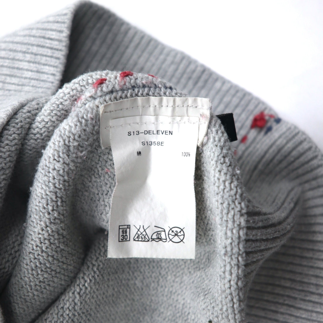 NAPAPIJRI Cotton Knit Sweater M Grey Patch S13-DELEVEN S1358E