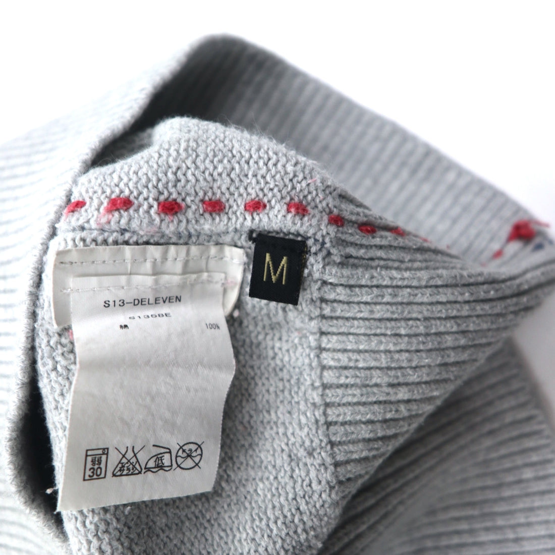 NAPAPIJRI Cotton Knit Sweater M Grey Patch S13-DELEVEN S1358E