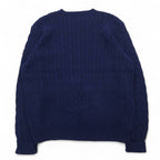 POLO GOLF RALPH LAUREN 90s Crew Neck Cable Knit Sweater L Navy Cotton One Point Embroidery