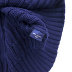 POLO GOLF RALPH LAUREN 90s Crew Neck Cable Knit Sweater L Navy Cotton One Point Embroidery