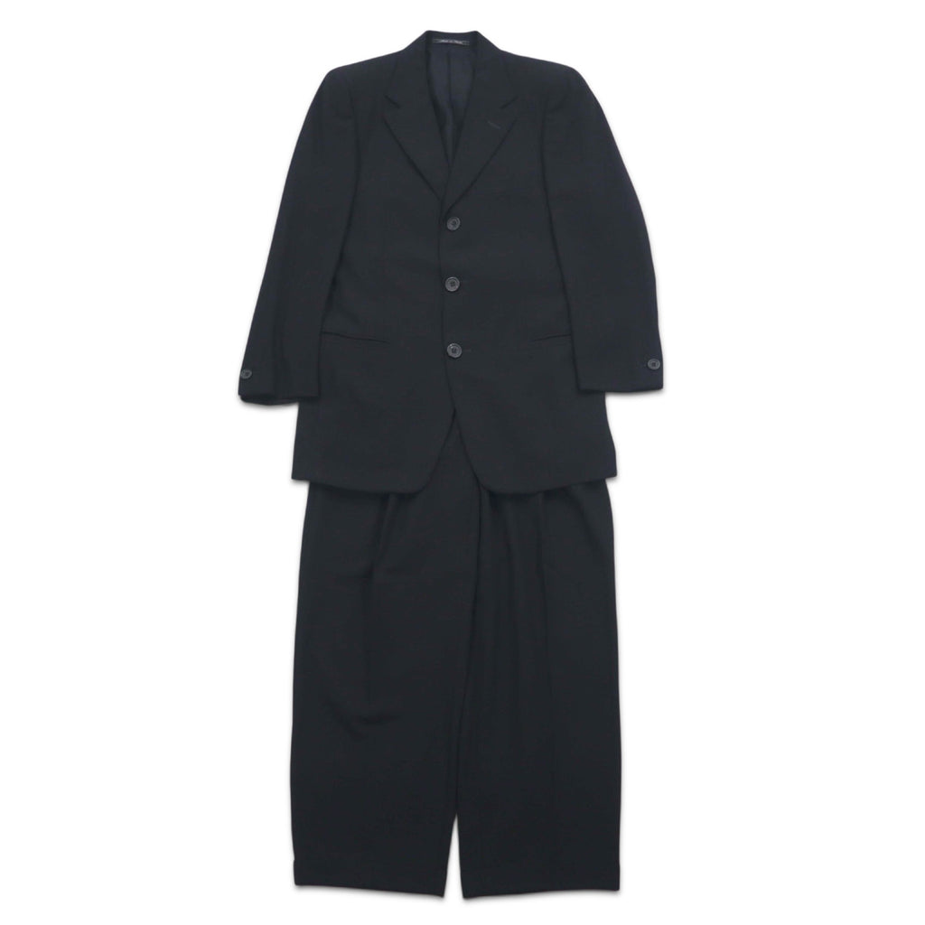 GIANNI VERSACE Made in Italy Oversized 3B Suit Set M Black Wool Medusa All-over Lining Wide Slacks COUTURE