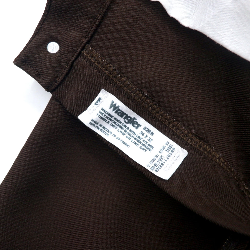 Wrangler Rancher Pants Bootcut 34 Brown Polyester Center Press 82BN Made in Mexico
