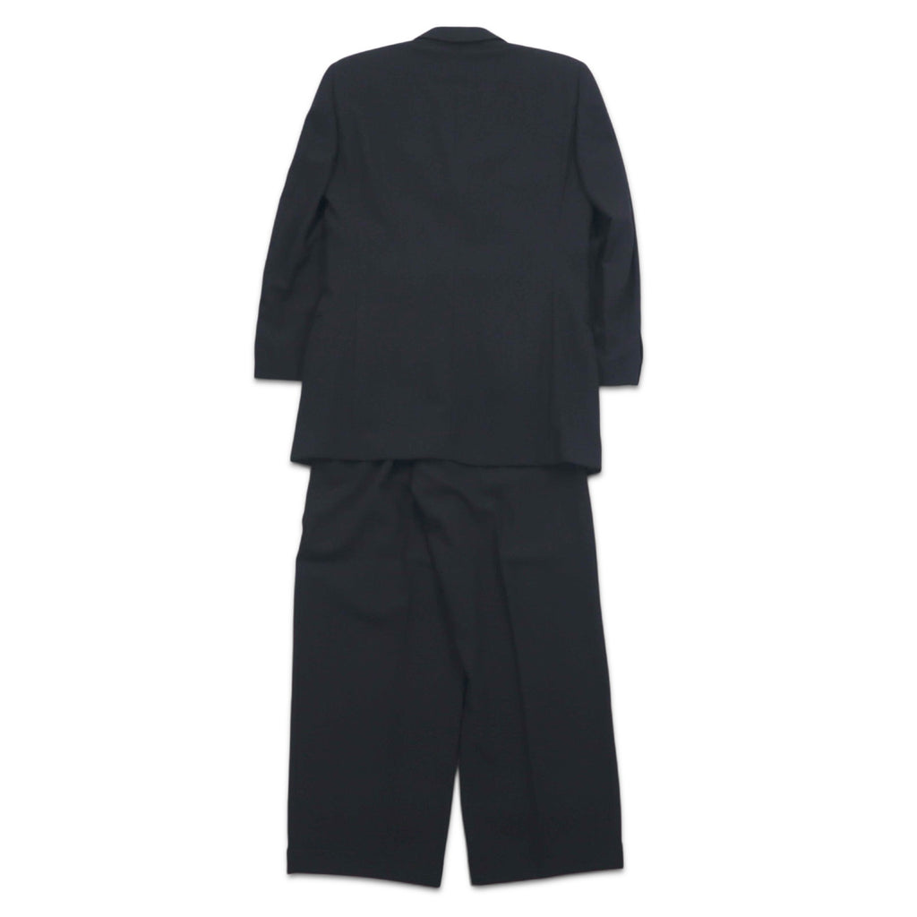 GIANNI VERSACE Made in Italy Oversized 3B Suit Set M Black Wool Medusa All-over Lining Wide Slacks COUTURE