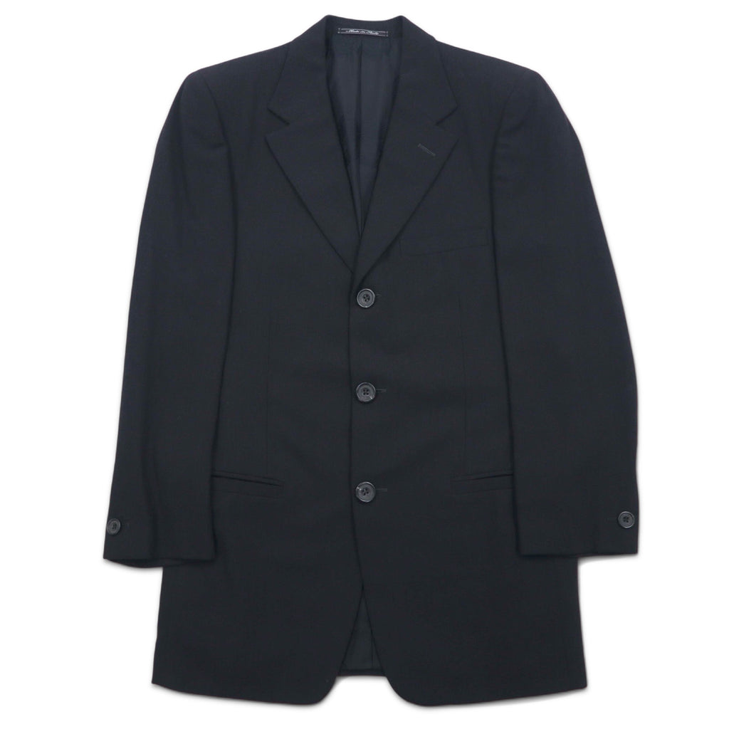 GIANNI VERSACE Made in Italy Oversized 3B Suit Set M Black Wool Medusa All-over Lining Wide Slacks COUTURE