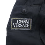 GIANNI VERSACE Made in Italy Oversized 3B Suit Set M Black Wool Medusa All-over Lining Wide Slacks COUTURE