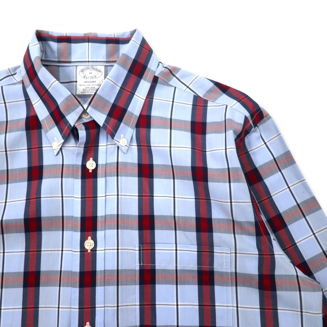 Brooks Brothers Button-down Shirt, Medium, Blue, Check, Cotton, REGENT