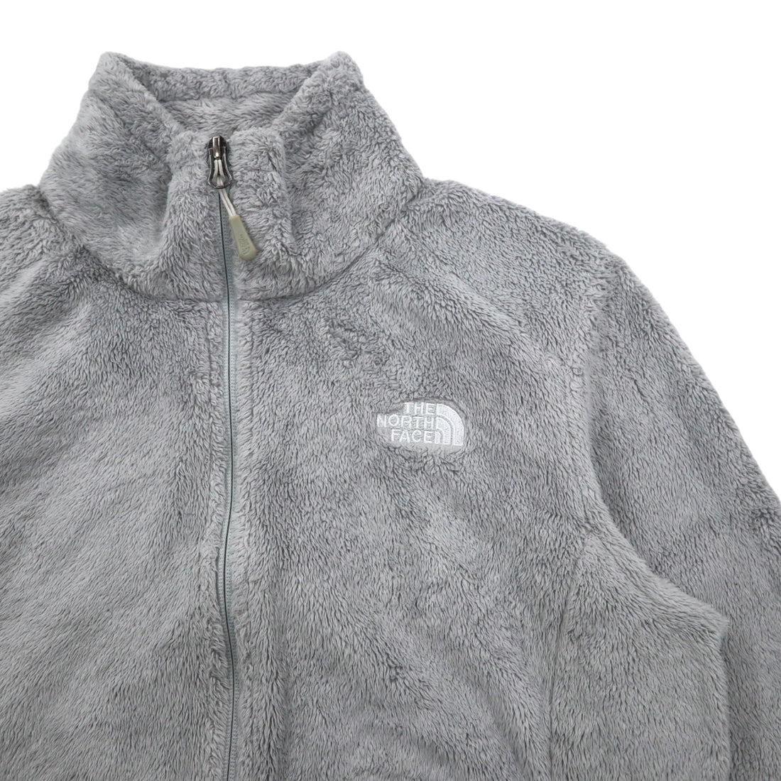 THE NORTH FACE Full Zip Fleece Jacket M Gray Polyester Logo Embroidery US Standard
