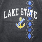 Champion College Print Sweatshirt, Medium, Grey, Fleece Lining, LAKE STATE Anchor Arch Logo, Made in Honduras