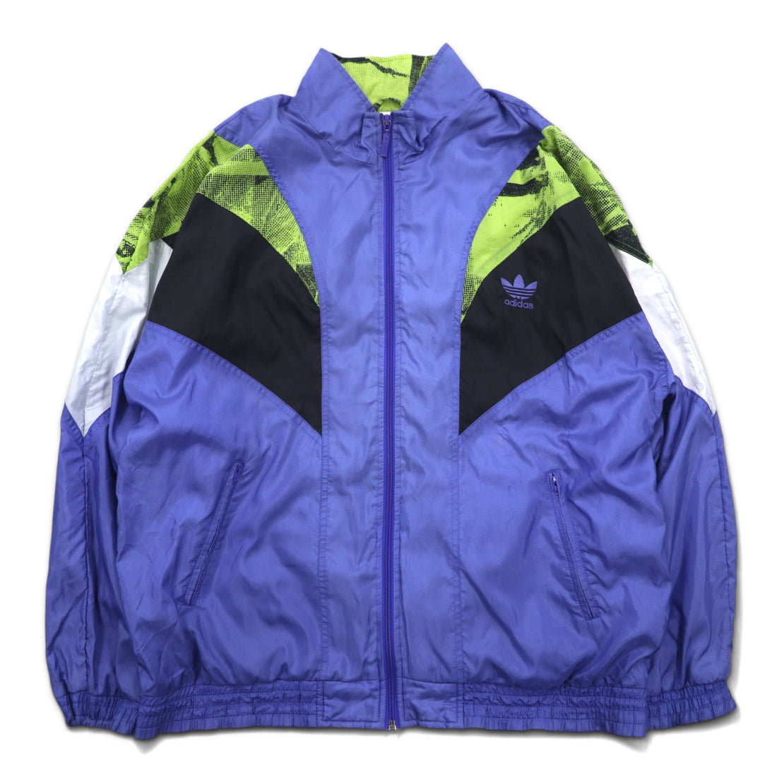 Adidas 90s Nylon Track Jacket, Medium, Blue, Embroidered Trefoil Logo, Silver Tag