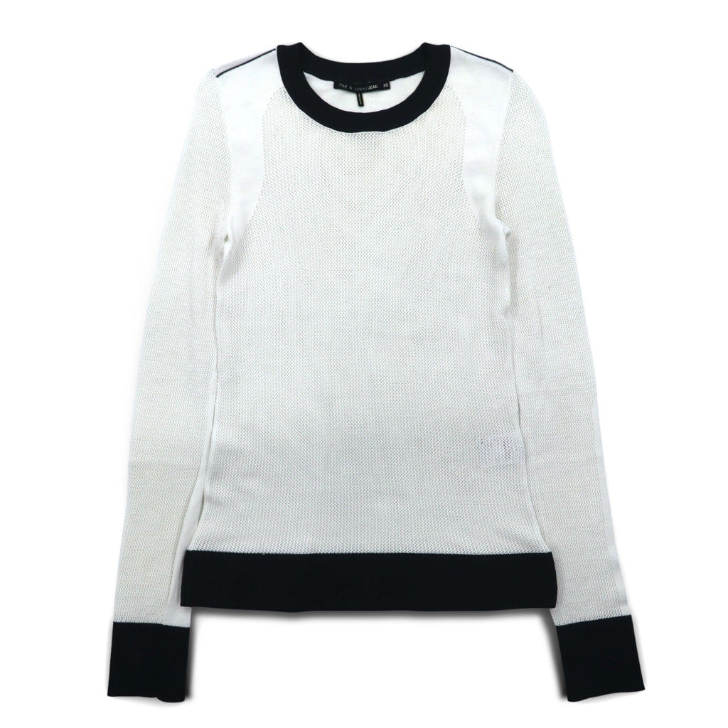 rag &amp; bone / JEAN Mesh Long Sleeve T-Shirt Long T XS White Cotton Rayon