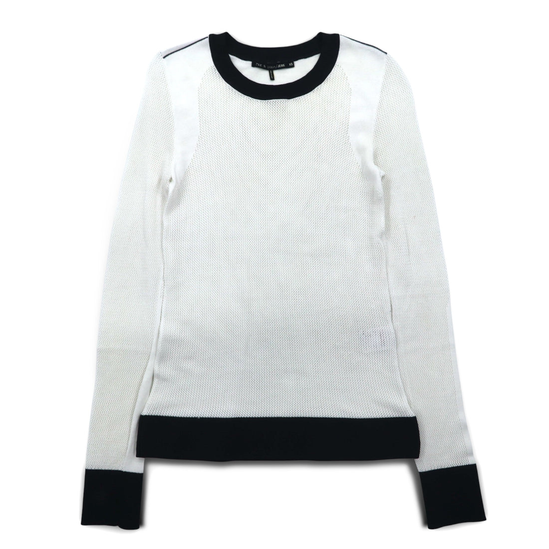 rag &amp; bone / JEAN Mesh Long Sleeve T-Shirt Long T XS White Cotton Rayon