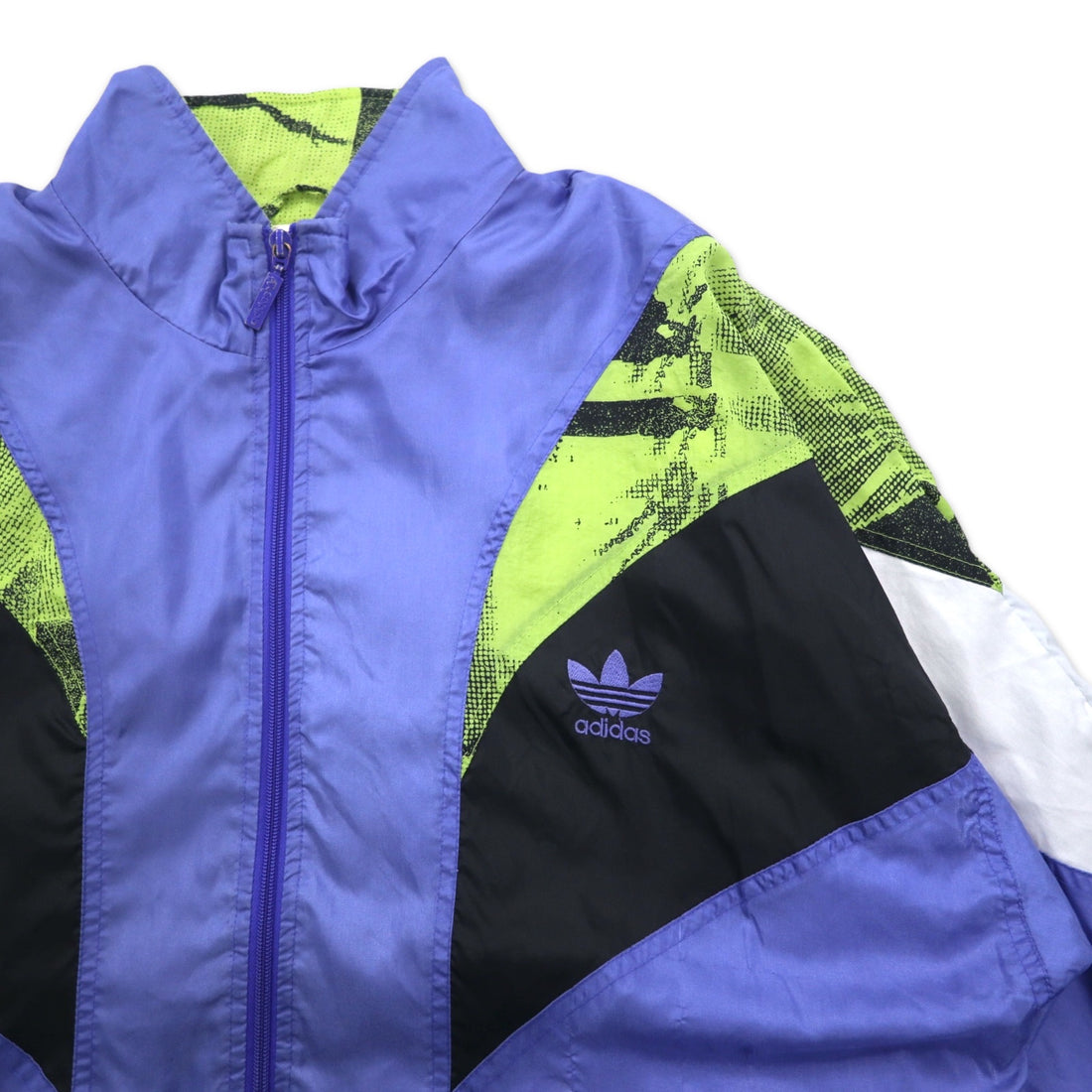 Adidas 90s Nylon Track Jacket, Medium, Blue, Embroidered Trefoil Logo, Silver Tag