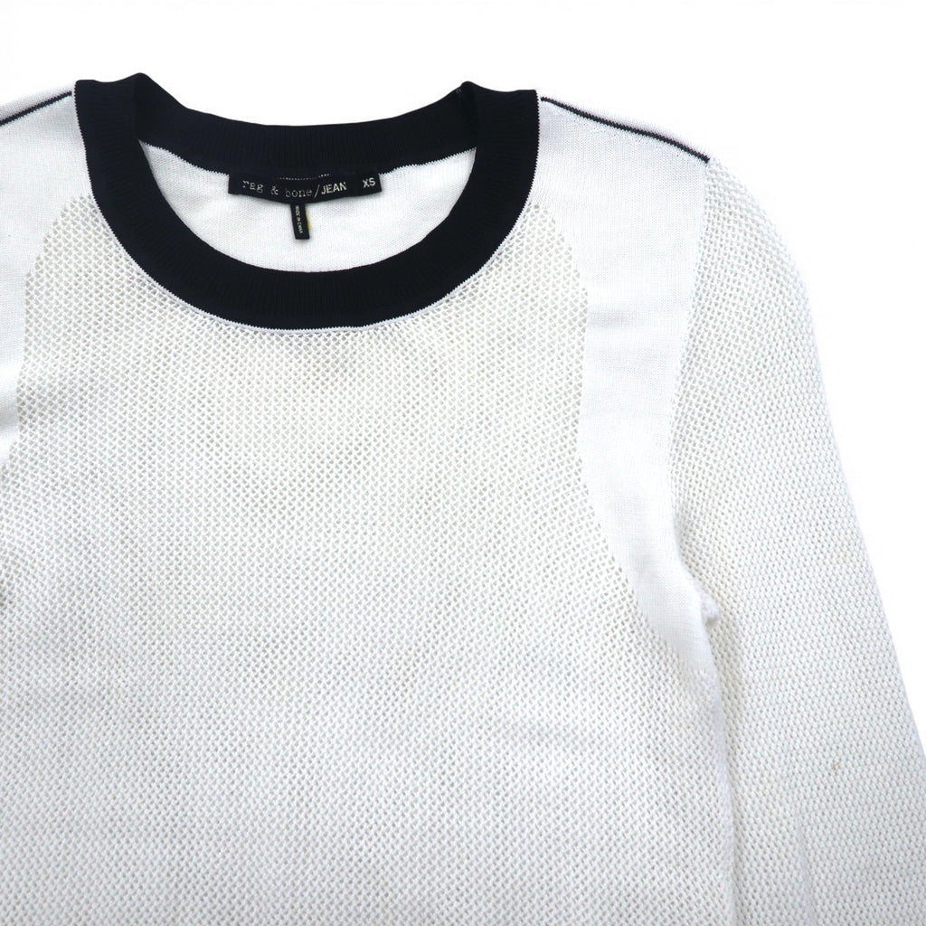 rag &amp; bone / JEAN Mesh Long Sleeve T-Shirt Long T XS White Cotton Rayon