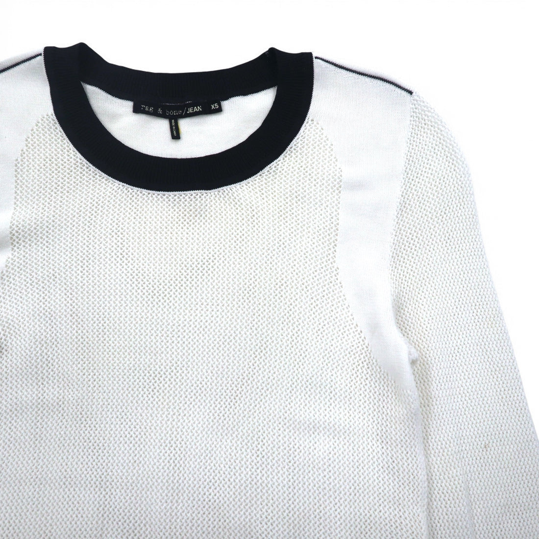 rag &amp; bone / JEAN Mesh Long Sleeve T-Shirt Long T XS White Cotton Rayon