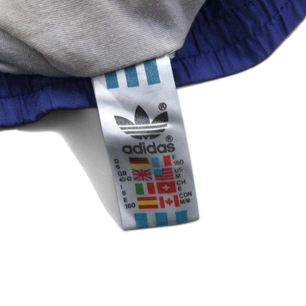 Adidas 90s Nylon Track Jacket, Medium, Blue, Embroidered Trefoil Logo, Silver Tag
