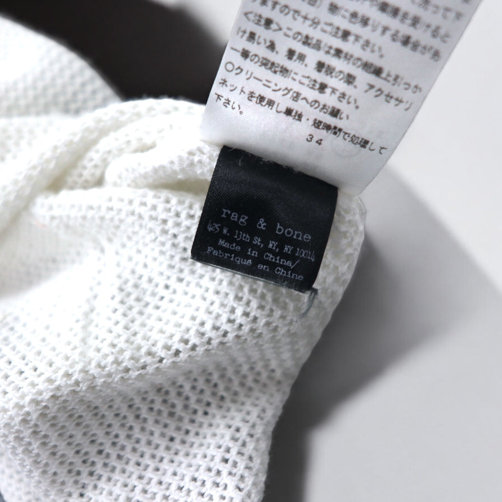 rag &amp; bone / JEAN Mesh Long Sleeve T-Shirt Long T XS White Cotton Rayon
