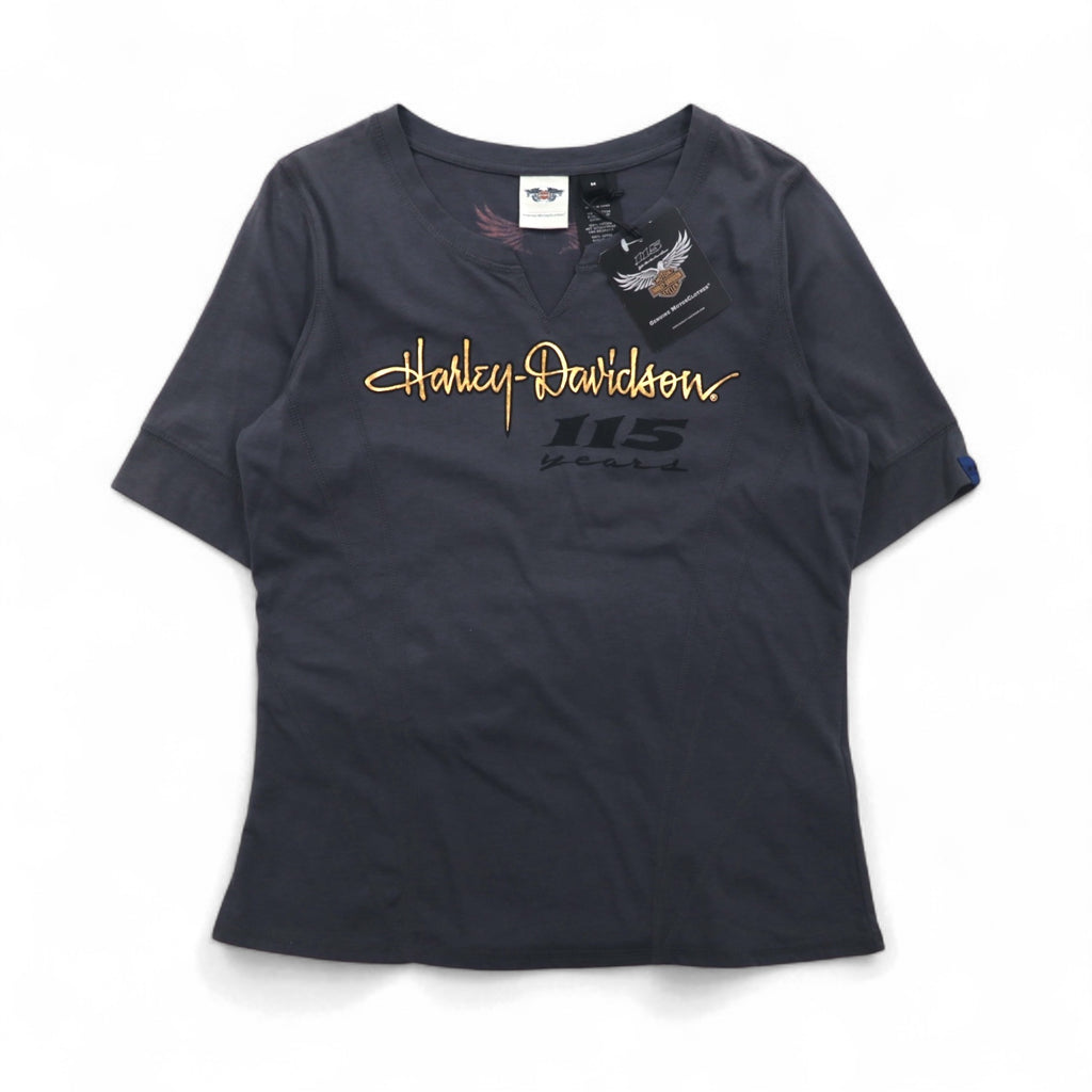 HARLEY DAVIDSON Logo Print T-shirt M Gray Cotton 115th Anniversary Model Unused Item