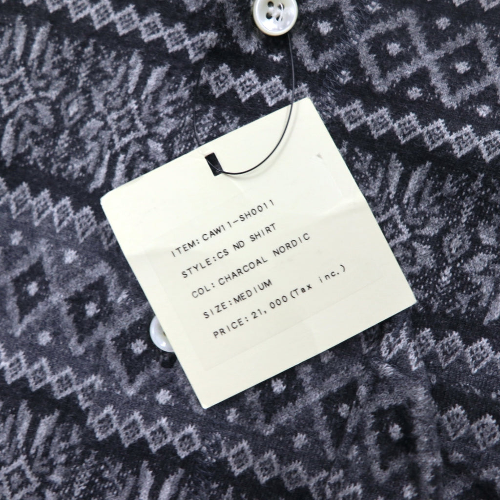 CASH CA Cut-off Shirt, Medium, Gray, All-over Pattern, Nordic, CAW11-SH0011, Made in Japan