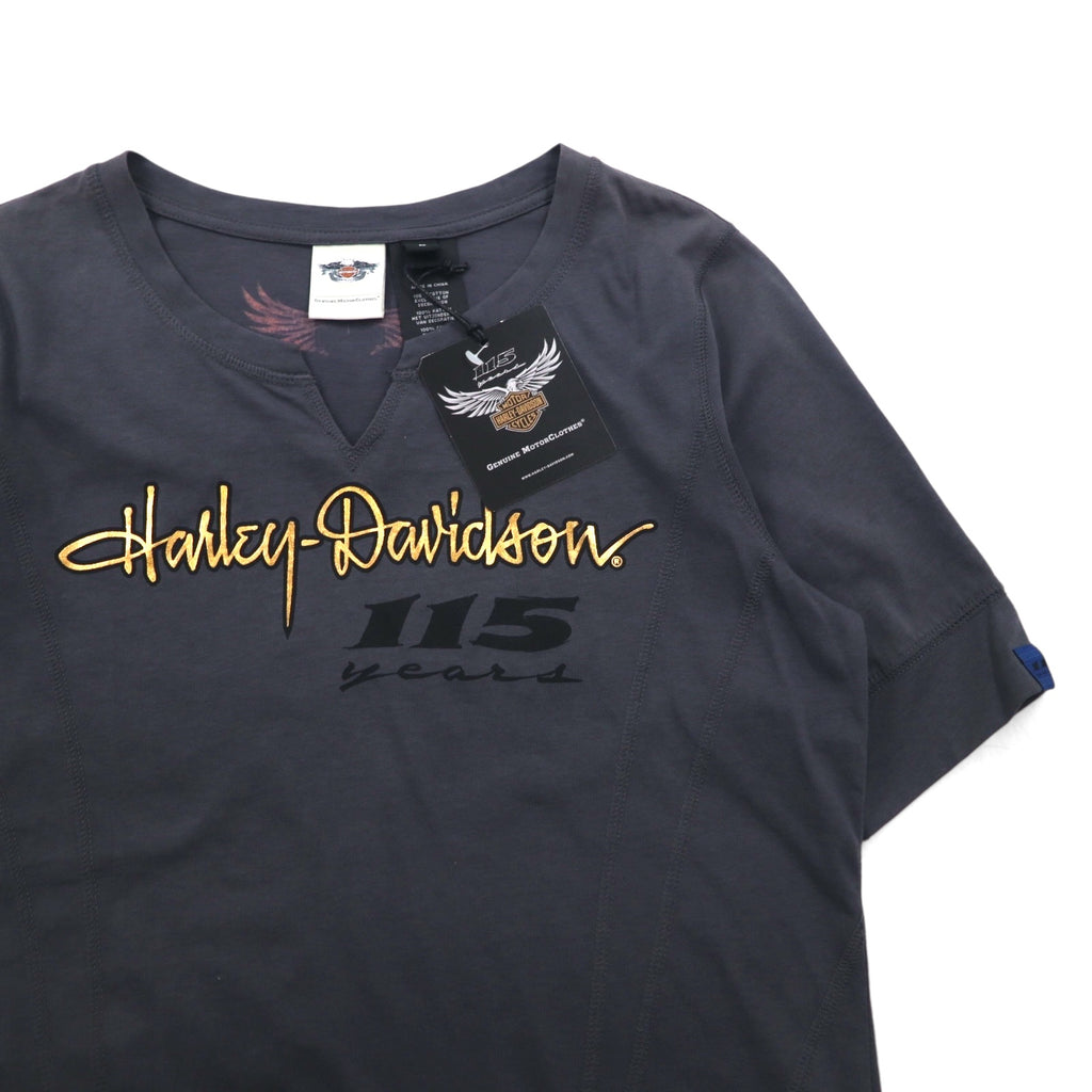 HARLEY DAVIDSON Logo Print T-shirt M Gray Cotton 115th Anniversary Model Unused Item