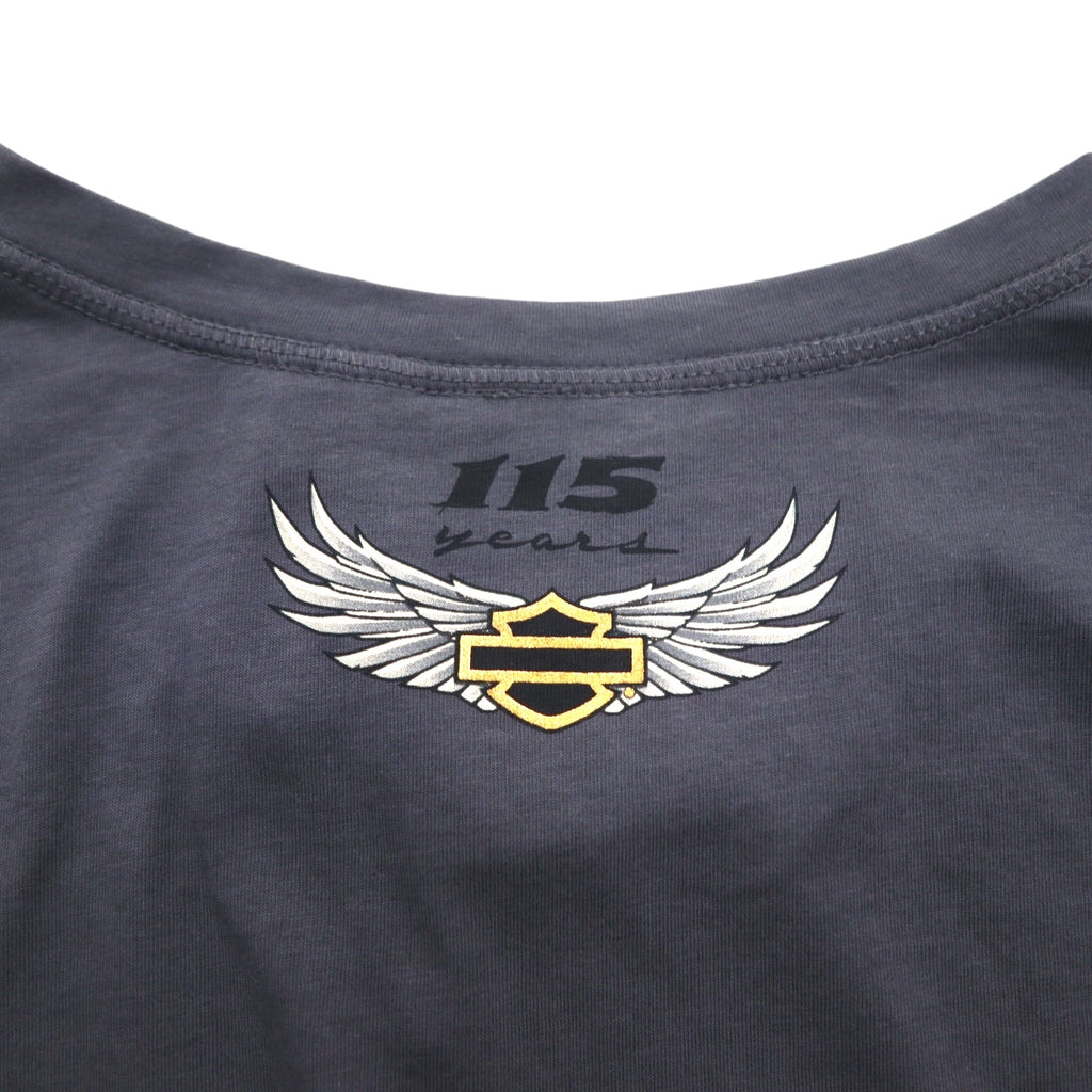 HARLEY DAVIDSON Logo Print T-shirt M Gray Cotton 115th Anniversary Model Unused Item