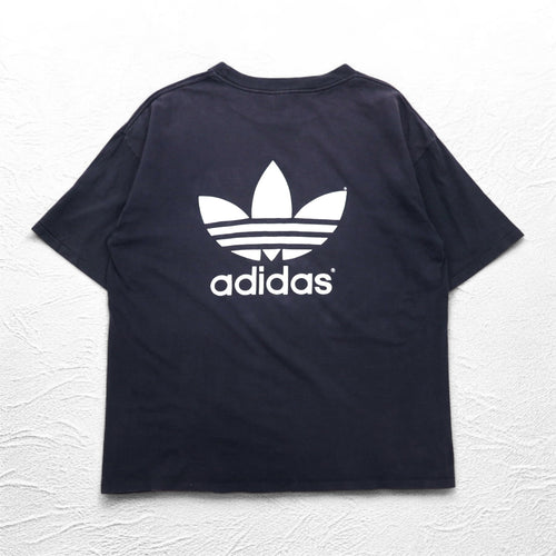 Adidas 80s USA Made Trefoil Double Sided Print T-Shirt 2XL Black Single Stitch Big Size
