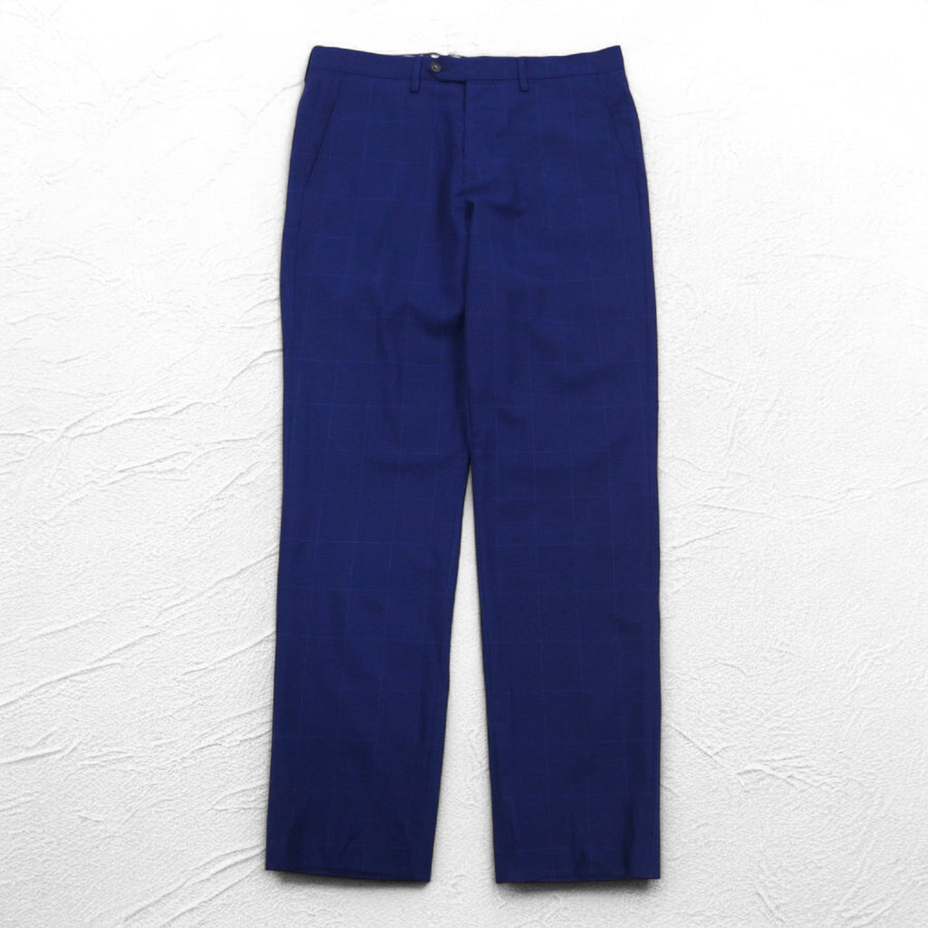 Brooks Brothers Italian Made REGENT Slacks Pants L Blue Check Wool Sheepskin Suspender Buttons