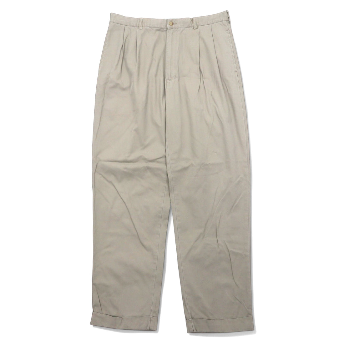 日本然リトテ-古着オンライン-Polo by Ralph Lauren 90年代 ポロチノ タック ワイド チノパンツ 35 ベージュ コットン シンガポール製-Polo by Ralph Lauren 90's Polo Tuck Wide Chino Pants 35 Beige Cotton Singapore Made