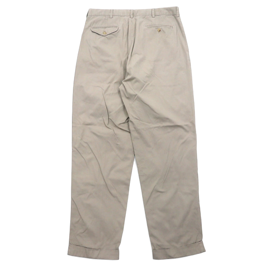 Polo by Ralph Lauren 90s Polo Chino Tuck Wide Chino Pants Size 35 Beige Cotton Made in Singapore
