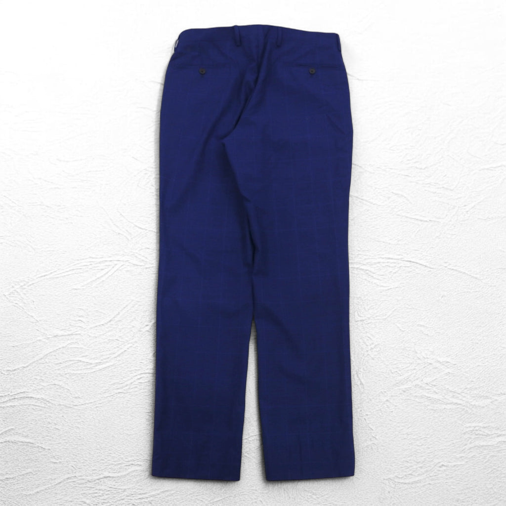 Brooks Brothers Italian Made REGENT Slacks Pants L Blue Check Wool Sheepskin Suspender Buttons