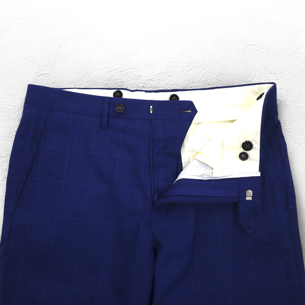 Brooks Brothers Italian Made REGENT Slacks Pants L Blue Check Wool Sheepskin Suspender Buttons